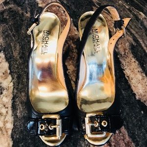 Michael Kors wooden black heels 6.5